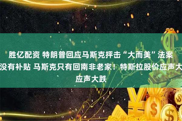 胜亿配资 特朗普回应马斯克抨击“大而美”法案：没有补贴 马斯克只有回南非老家！特斯拉股价应声大跌